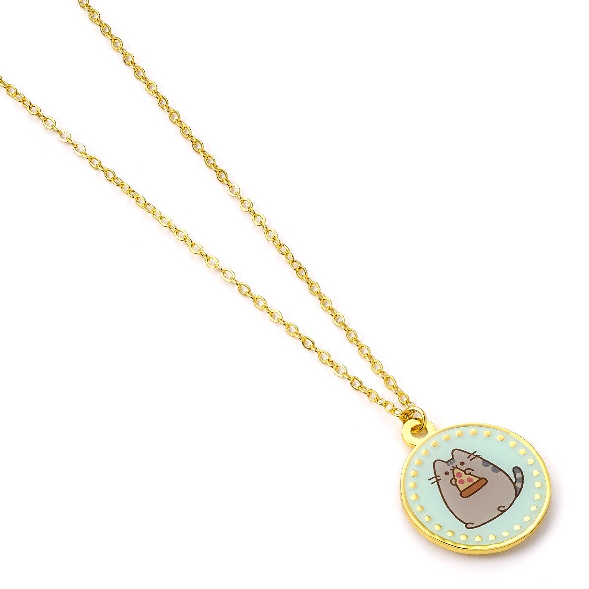 Pusheen the Cat Pizza Necklace – Gold